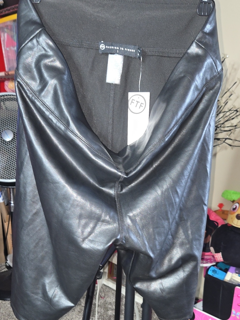 Fashion to Figure Shiny Black Faux Leather Shorts